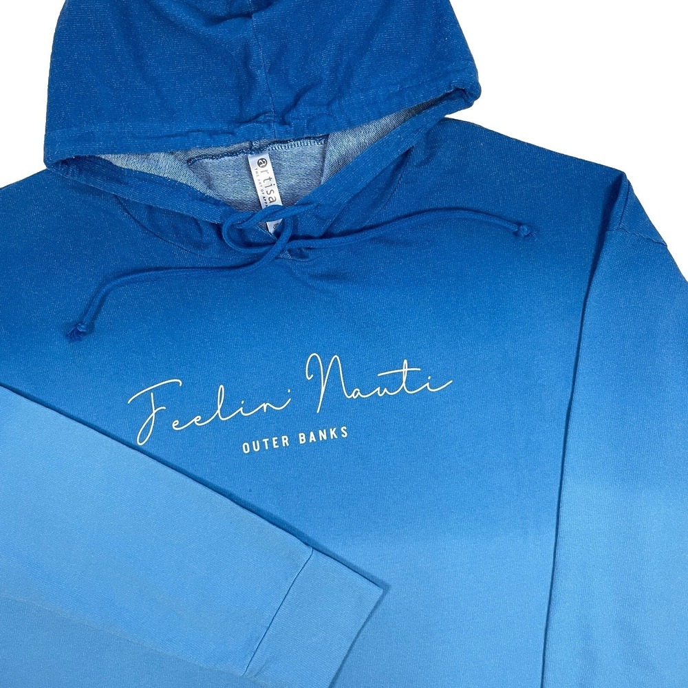 Artisans Outer Banks Feelin Nauti Ombre Blue Hoodie Sweatshirt Women M